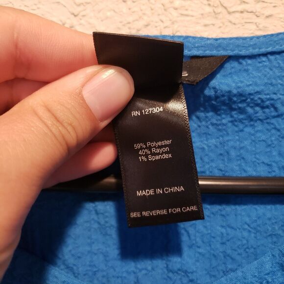 NWT Ali Miles Top Shirt Womens Medium Blue Textured Tunic Button Artisan Boho - Picture 10 of 11